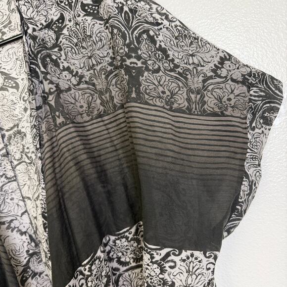 Bryn Walker Jacket Womens XL White Black Cotton Silk Floral Ombre Top Boho - Picture 4 of 12